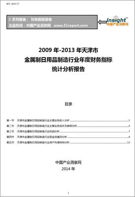 2009-2013年天津市金屬制日用品制造行業(yè)財(cái)務(wù)指標(biāo)分析年報(bào)